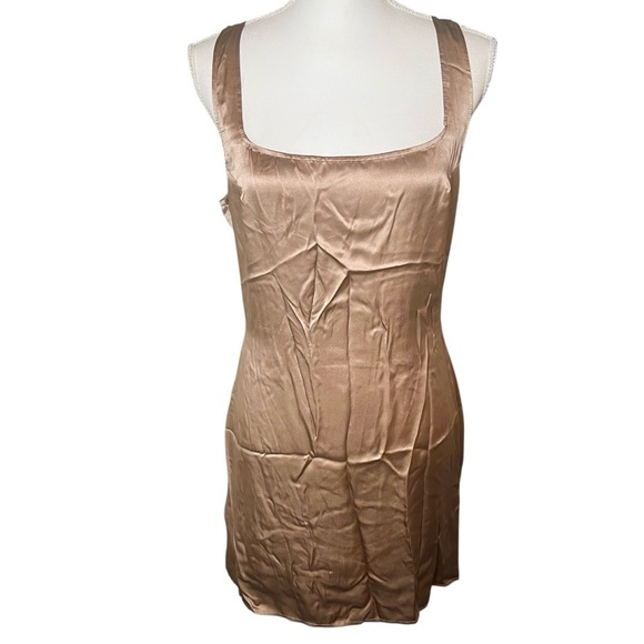 Reformation Darcey Silk Mini Tank Dress Champagne Size 8 Date Night Cocktail - Picture 2 of 16